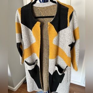 Color-block, long cardigan